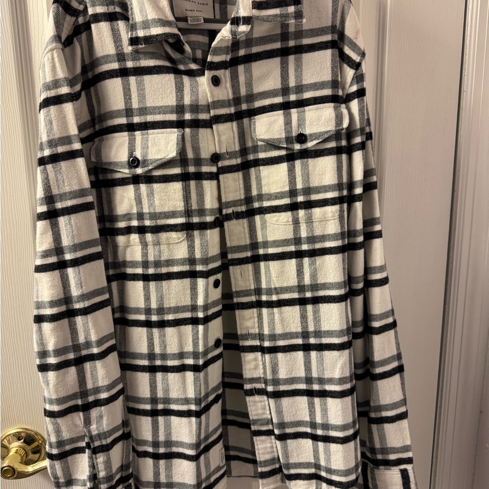 American Eagle Outfitters Black and White Checkered Shirt